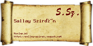 Sallay Szirén névjegykártya